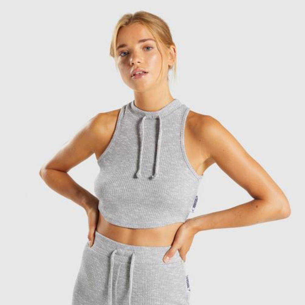 Gymshark Slounge Crop Top - Light Grey Marl